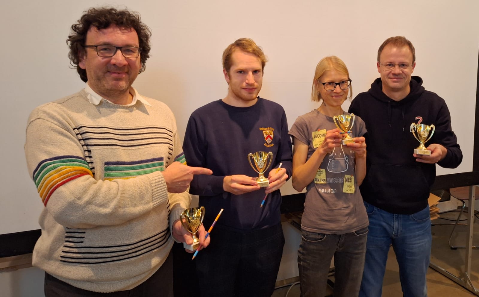 MQM 2023, Teamwettbewerb, 1. Platz: Fragenkombinat Schwarze Pumpe mit Thomas Bonnecroy, Alexander Kloß, Suse Kley und Stefan Friedrich (v.l.n.r.)